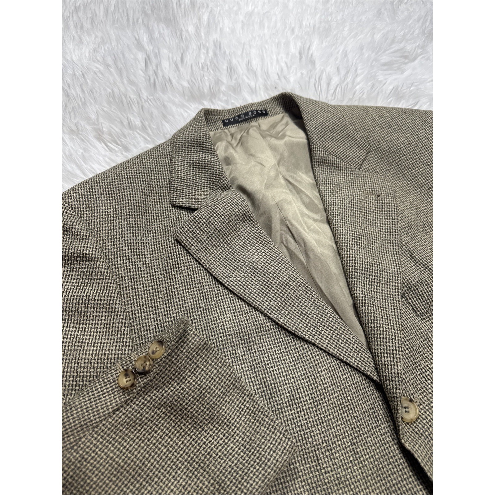 Rare! Vintage Hugo Boss Silk Wool Tapestry Basket Weave Sport Coat Blazer Men 42